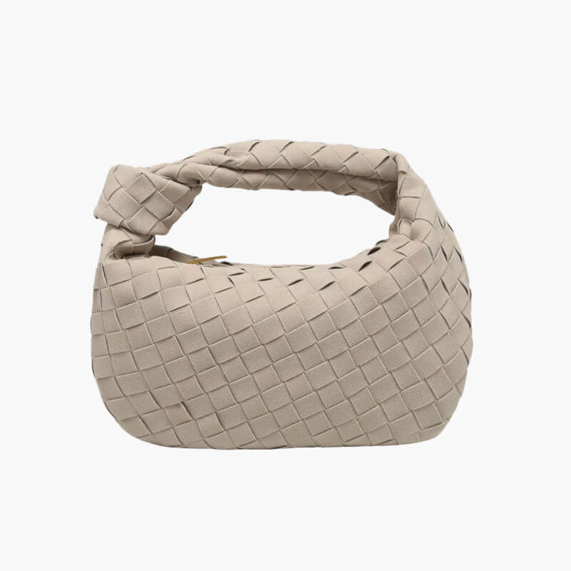 Ambulora – Women’s Mini Suede Shoulder Bag with Woven Knot Design