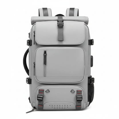 Light grey travel backpack