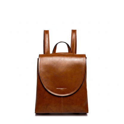 Tan brown leather backpack